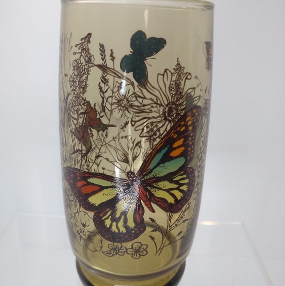 Vintage Libbey Tawny Garden Party Butterfly Meadow Tumbler Replacement - Picture 2 of 7